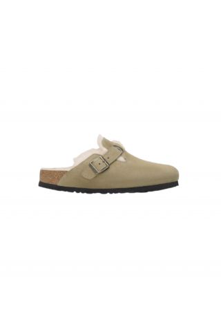 BIRKENSTOCK LEATHER BOSTON SHEARLING LEVE TAUPE LAF NARROW SEASONAL CLASSIC ADULTS LEA GERMANY