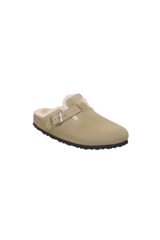 BIRKENSTOCK LEATHER BOSTON SHEARLING LEVE TAUPE LAF NARROW SEASONAL CLASSIC ADULTS LEA GERMANY