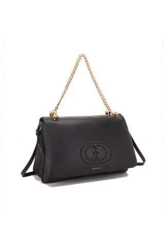 LA CARRIE WOVEN LOGO TRIPLE SHOULDER BAG LEATHER BLACK