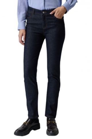 SARAH LAWRENCE DENIM PANT 5POCKET HW SKINNY RL DARK BLUE