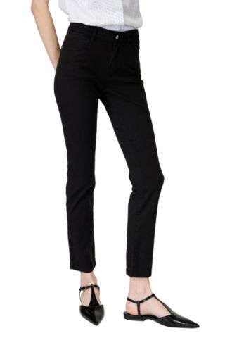 SARAH LAWRENCE COTTON PANT 5 POCKET HW STR BLACK