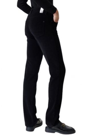 SARAH LAWRENCE TROUSER VELOUR 5 POCΚETS 96.5%COT,3.5%EL BLACK