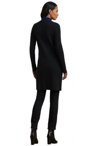 LAUREN RALPH LAUREN STRETCH COTTON MODL-L/S OPEN FRNT CARDI BLACK