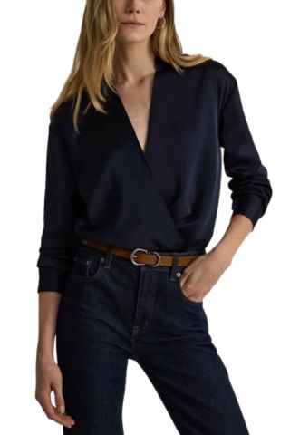 LAUREN RALPH LAUREN SHIRT WT CHARM-TOP NAVY BLUE