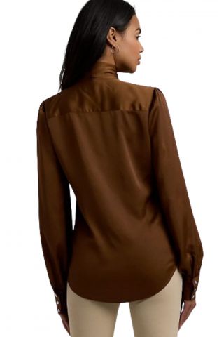 LAUREN RALPH LAUREN FTWT SATIN FC CREPE-SHIRT BROWN