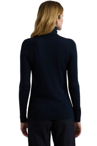 LAUREN RALPH LAUREN MODAL SILK NYLON-LS SWEATER NAVY BLUE