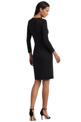 LAUREN RALPH LAUREN STR MATTE JERSEY SILHOUETTE CASE DRESS BLACK