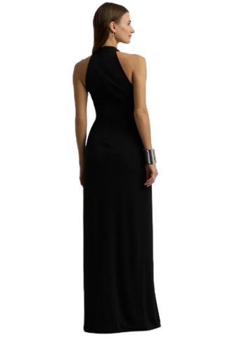 LAUREN RALPH LAUREN STR MATTE JERSEY-GOWN W/ TRIM BLACK