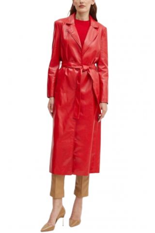 GUESS GEA PU LEATHER COAT RED - 356812