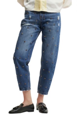 KOCCA RELKE DENIM PANTS 100%COT MEDIUM BLUE ITALY