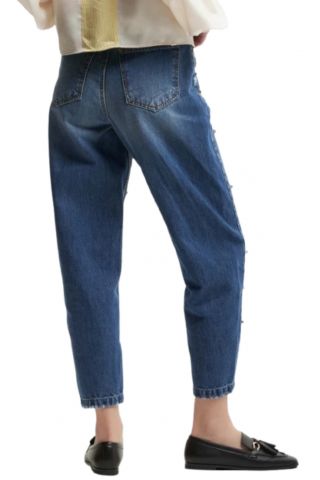 KOCCA RELKE DENIM PANTS 100%COT MEDIUM BLUE ITALY