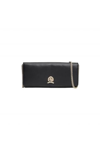 TOMMY HILFIGER - LUXE LEATHER LRG FLAP W/CHAIN BLACK