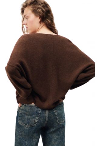 AMERICAN VINTAGE SWEATER 48% POLYAM-32% WOOL-16%ACR-4%ELAST DARK BROWN