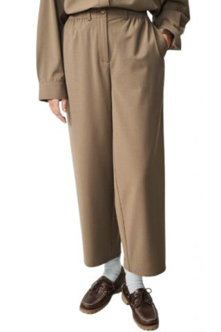 AMERICAN VINTAGE TROUSERS 53%POL,43%WOOL,4%EL CHECK BROWN