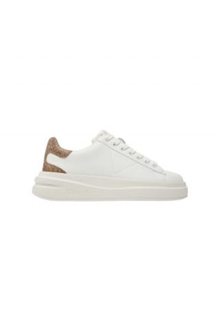 GUESS ELBINA LEATHER SNEAKER WHITE-BEIGE LOGO