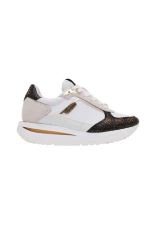 GUESS ENERGY3 WOMEN'S SNEAKERS WHITE-BROWN LOGO - 358198