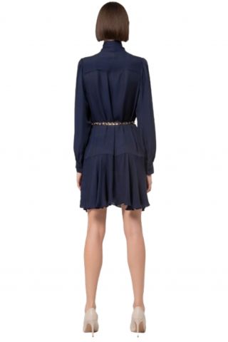 FRACOMINA SHORT CHEMISIER DRESS WITH BELT DARK BLUE