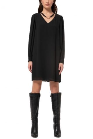 FRACOMINA SHORT DRESS LONG SLEEVES BLACK