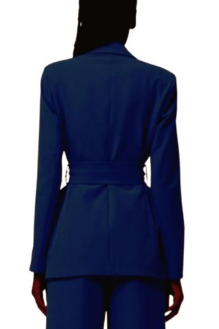 FRACOMINA LONG TAILOR JACKET WITH BELT DARK BLUE