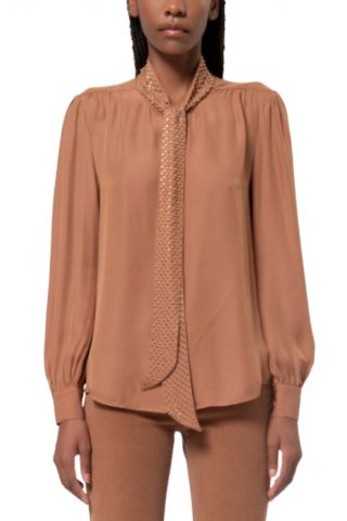 FRACOMINA REAL BOW NECK SHIRT CAMEL