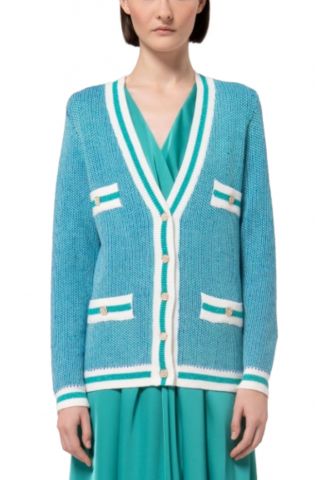 FRACOMINA KNITTED V-NECKLINE CARDIGAN SWERALDDMEL ANGE