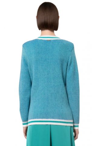 FRACOMINA KNITTED V-NECKLINE CARDIGAN SWERALDDMEL ANGE