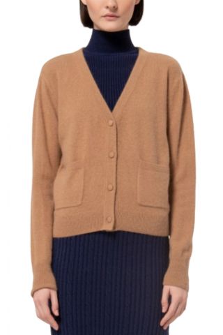 FRACOMINA KNITTED V-NECKLINE CARDIGAN CAMEL