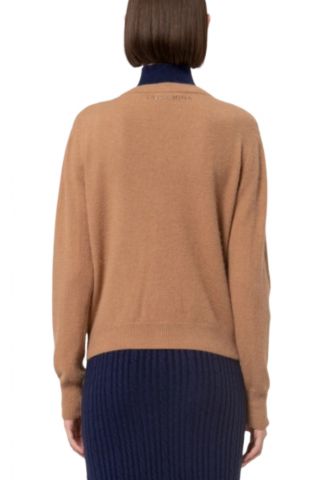 FRACOMINA KNITTED V-NECKLINE CARDIGAN CAMEL