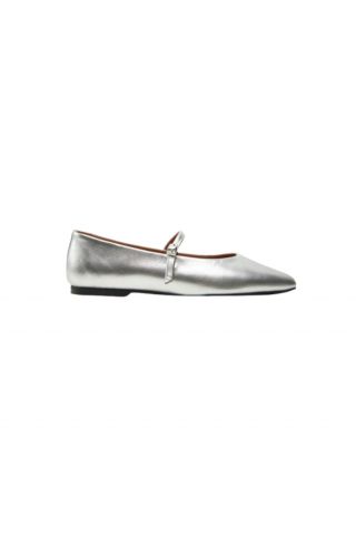 CALVIN KLEIN MARY JANE BALLERINA - MET CK SILVER