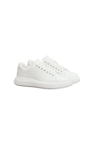 CALVIN KLEIN CUPSOLE LACE UP WOVEN LTH WHITE