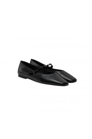 CALVIN KLEIN MARY JANE BALLERINA - LTH CK BLACK