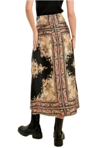 MOLLY BRACKEN LADIES WOVEN SKIRT BLACK PIERRA FRANCE