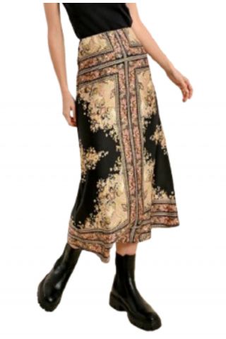 MOLLY BRACKEN LADIES WOVEN SKIRT BLACK PIERRA FRANCE