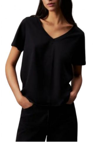 CALVIN KLEIN LIQUID TOUCH V NECK TEE SS BLACK