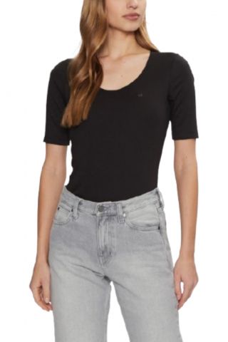 CALVIN KLEIN LIQUID TOUCH SCOOP TOP 1/S SLV BLACK