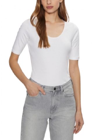 CALVIN KLEIN LIQUID TOUCH SCOOP TOP 1/S SLV WHITE