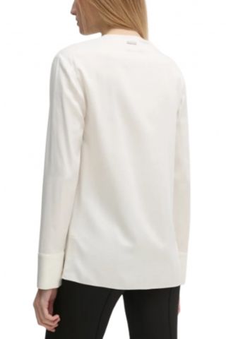 CALVIN KLEIN NARURAL SHEEN LS DRAPED BLOUSE EGRET