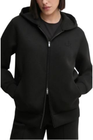 CALVIN KLEIN VISCOSE BONDED CK EMB ZIP HOODIE BLACK