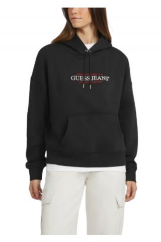 GUESS GJ HOOD OS AMERICAN - ORGANIC CO/PL SOFT FLEECE 350 BLACK