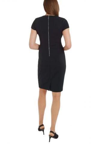 CALVIN KLEIN SCUBA CREPE SS CUT OUT DRESS BLACK BEH