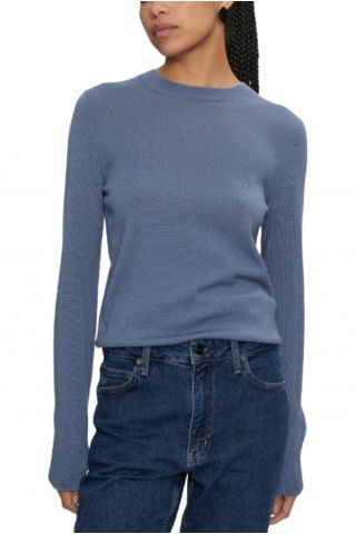 CALVIN KLEIN MERINO WOOL C-NECK SWEATER BLUE HILLS