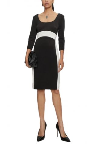 CALVIN KLEIN NEOPRENE SCUBA SCOOP NECK DRESS CK BLACK-EGRET