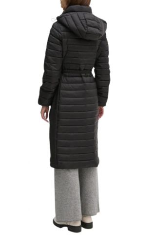 CALVIN KLEIN LW PADDED SMOCKING MIDI COAT BLACK