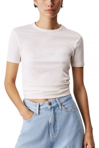 CALVIN KLEIN - MODAL RIB SLIM SS TOP ECRU - 357667