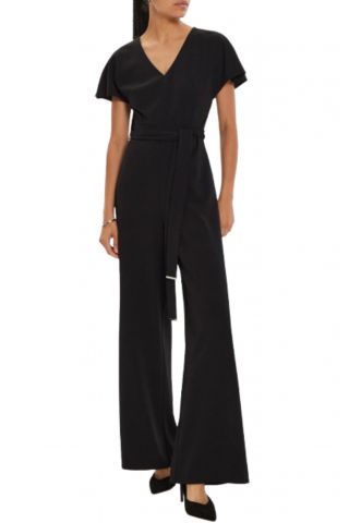 CALVIN KLEIN SCUBA CREPE SS BELTED JUMPSUIT CK BLACK_BEH