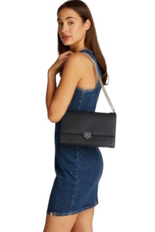 CALVIN KLEIN FORGED LOCK FLAP BAG BLACK