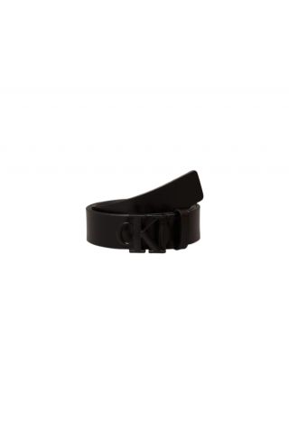 CALVIN KLEIN MONOGRAM TONAL PLAQUE BELT BLACK 30MM - 357382