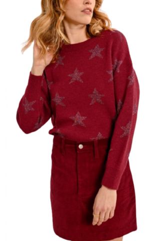 MOLLY BRACKEN LADIES KNITTED SWEATER DARKRED FRANCE - LA855BCH