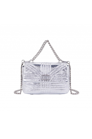 LA CARRIE BORSA A MANO SHINY SILVER MED.HAND BAG LAMINATED LEATHER