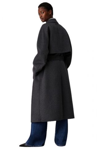 CALVIN KLEIN LS DFACE WOOL LONG WRAP COAT GREY_N4A